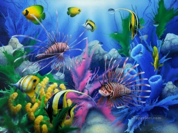 au bord mer Tableau Peinture - Lions de la mer Monde sous marin